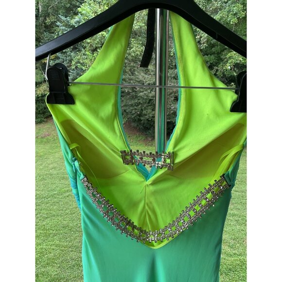 Cache Dress VTG Y2K Maxi Gown Prom Cruise Resort Fairy Whimiscal Ombre Green 2 - Picture 12 of 16